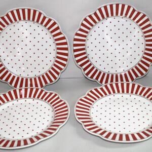 4 Grace Teaware Josephine  Red Salad Plates 9 1/8" NEW